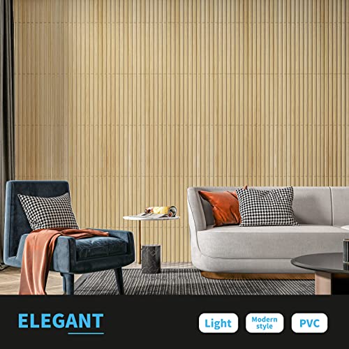 Art3d 3D Fluted Textured Slat Wall Panels, 19.7 x 19.7 in, 12-Pack, Oak | PVC, Waterproof, Scratch Proof, Wipeable, Break-Proof, Ideal for Home, Office and Commercial Spaces - color: Square - Oak, size: 19.7 x 19.7in.