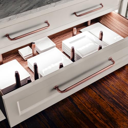 12 Pack Antique Copper Zinc Alloy Cabinet Handles - 6.3''(160mm) Hole Center Cabinet Pull Hardware for Bedroom, Kitchen L101 - color: Antique Copper, size: 6.3'' Hole Center
