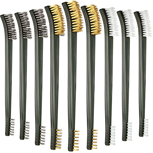 Patelai 9 Pcs Mini Wire Brush Set,Small Metal Cleaning Brushes