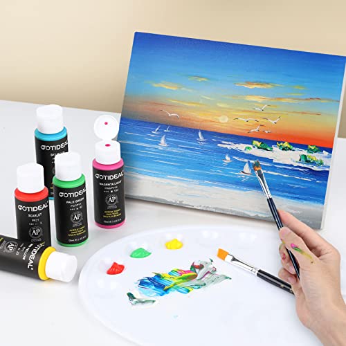 GOTIDEAL Acrylic Paint Set with 10 Brushes, 18 Colors (59ml, 2 oz) - color: 18 Colors