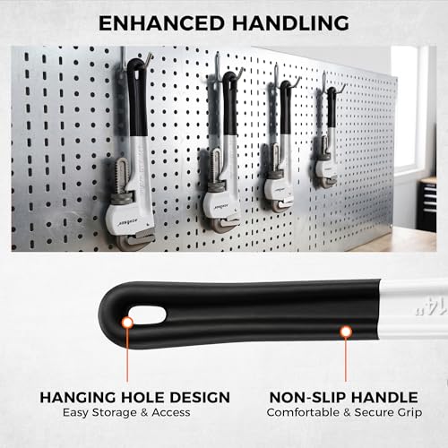 HORUSDY 4 Pack Adjustable Pipe Wrench Set, 8", 10", 12", 14" Heavy-Duty Plumbing Wrench with Anti-Slip Jaws - style: New Version