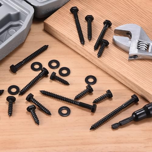 25 Pcs Hex Head Lag Screws 1/4"x1" SS 18-8 (304) Lag Bolts - color: Black, size: 1/4"x1"
