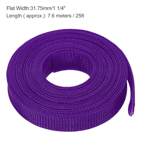 uxcell Expandable Sleeving, 1 1/4-inch 25ft Cable Sleeve, Purple - color: Purple, size: 1 1/4-inch x 25ft