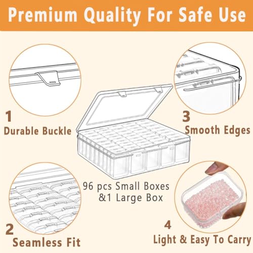 Bead Storage Containers, 92 Clear Plastic Bead Organizer Box With Hinged Lid,Bracelet Making DIY Jewelry Craft Nails, Bracelets, Jewelry, Diamonds, Clay Beads, Screws,1.7x1.38x0.8Inch - color: 2 pack 92pcs(1.7x1.38x0.8Inch)