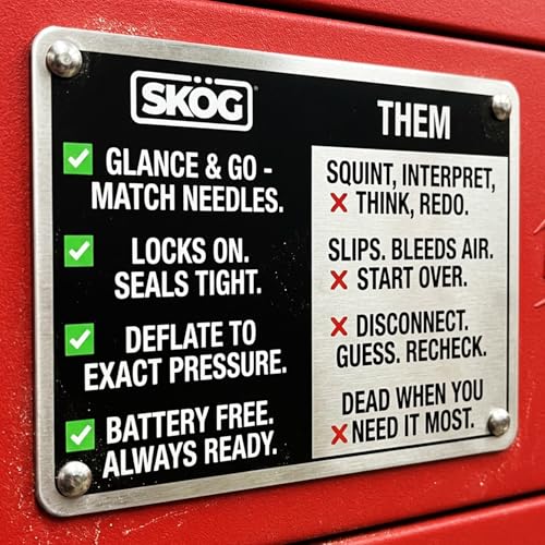 SKÖG Chuck Mates Platinum Tire Pressure Gauge 0–100 PSI Analog | Accurate PSI readings ANSI B40.1 | Second needle marks your target | Designed in the USA, made in Taiwan