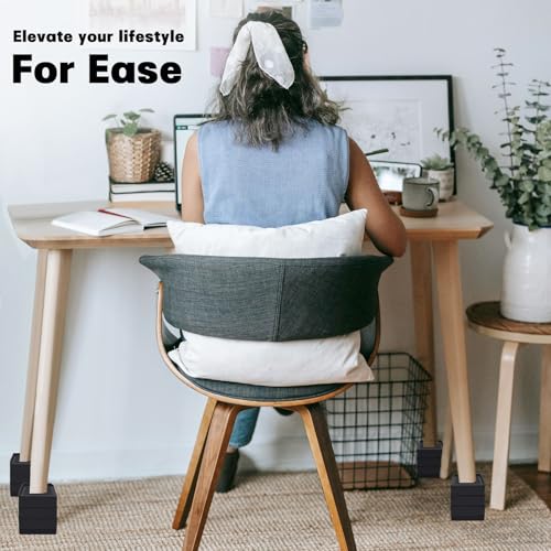 ANNKUT Bed Risers 4 inch Heavy Duty, Furniture Risers for Desk Table Sofa Couch Lifts to 1.5、3 or 4 in, Square Adjustable Risers Blocks, Support Up to 1,300 Lbs（4 Pack-Black） - color: 4 Inch-black(square)