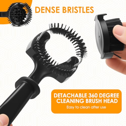 2Pcs Espresso Machine Cleaning Brush, Espresso Machine Group Head Cleaning Brush, Detachable 360° Nylon Bristles Espresso Machine Cleaning Tool for 58mm Coffee Machine Grouphead - color: Black 2pcs