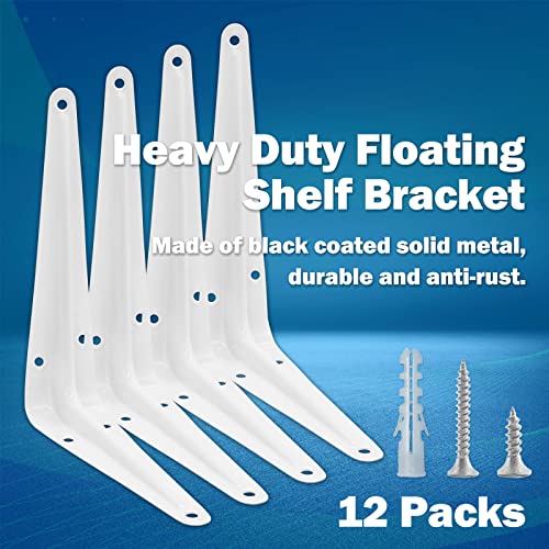 4 Inch Shelf Brackets, 12pcs, White L Bracket - size: 3x4 Inch-White