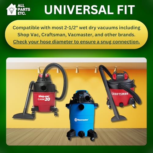 2-Pack 2.5" Vacuum Hose Coupling Connector – Wet Dry Vac Hose Adapter Compatible with Shop Vac, Craftsman & More– Extend Vacuum Reach by Joining 2 Hoses - size: Hose Coupling