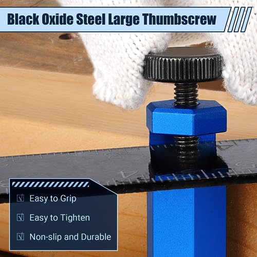 Tall Stair Gauges for Framing Square with Holder and Carabiner Stair guages Knobs Tool for Circular Saw Metal Stair Stringer Layout Tool for Carpentry Squares Stair and Rafter Gauge Clamps - style: 1 Pack Blue