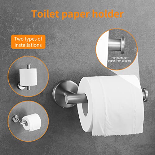 Towel Bar Set Brushed Nickel, Bathroom Towel Ring Set 5pcs Including 2pcs 16'' Tower Bar, Towel Ring and 2 PCS Towel Hooks - color: Brushed Nickel-5pcs-16inch