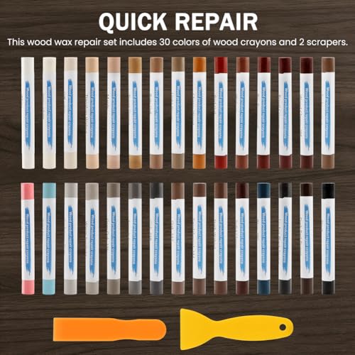 Furniture Repair Wax Sticks, 30 Colors Floor Scratch Wood Filler Sticks