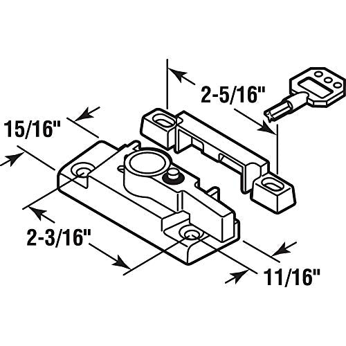 Prime-Line F 2624 Keyed Child-Proof Sash Lock, 2-3/16 In. Hole Centers, Diecast Zinc, Painted White, (Single Pack)