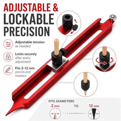 Scribing Tool with Lock & Pencil Holder, Contour Gauge for Carpentry Tiling