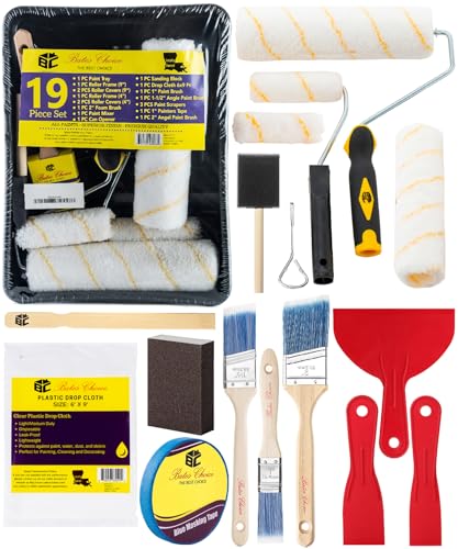 Bates- Paint Roller Kit, 19 pcs, Roller Set with Microfiber Sleeves & Frame - style: Microfiber 9", 4", 19 pcs