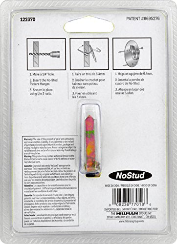 Hillman No-Stud Drywall Metal Picture Hanger with Toggle Anchor, 200 lb | Back support spreads the load behind the wall, holds up to 200 pounds, quarter-inch hole, heavy art, mirrors, shelves