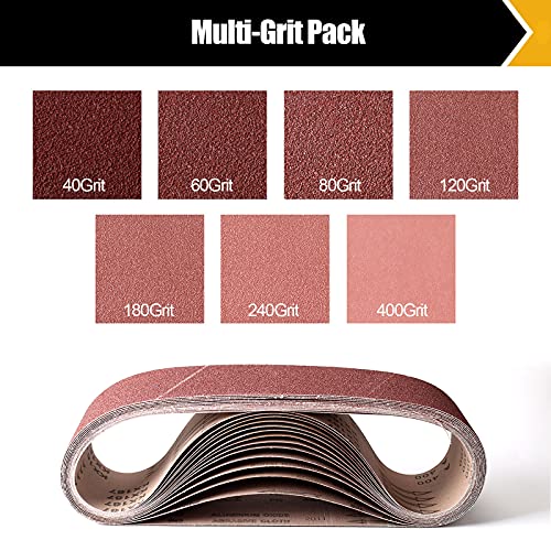 BOSHCRAFT 14 Pcs 4"x36" Sanding Belts, 40/60/80/120/180/240/400 Grit (2 Pcs Each) Aluminum Oxide for Belt Sander, Wood & Metal Polishing - color: 4×36 Inch - 14 Pack