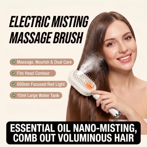 624 Electric Spray Air Cushion Massage Comb，Self-Cleaning Hair Brush, Pink
