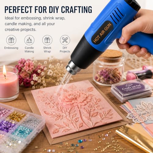Heat Gun, 900W Hot Air Gun with 2 Temp Settings 572 & 1112°F, Overload Protection, 4 Nozzles, 5FT Cord, Heat Shrink Gun for Crafts, Resin, Vinyl Wrap, Soldering & Phone Repair