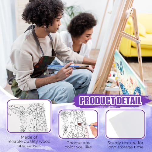 Sherr 140 Pcs 20 Set Pre Drawn Canvas Painting Kit, Butterflies and Flowers - style: Butterflies and Flowers