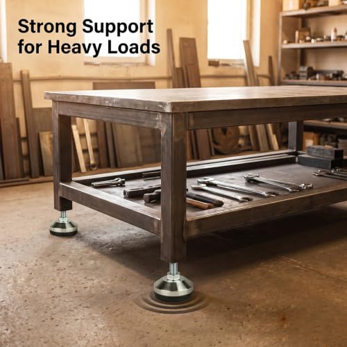 Heavy Duty Leg levelers ， Leveling Legs 2.36" Dia Base,Adjustable feet levelers M12 Thread, 1300 Lb Capacity,Capacity for Workbench, Machine, Cabinet (D60xM12x50,4 Pcs, Black) - size: D60xM12x50,4 Pcs