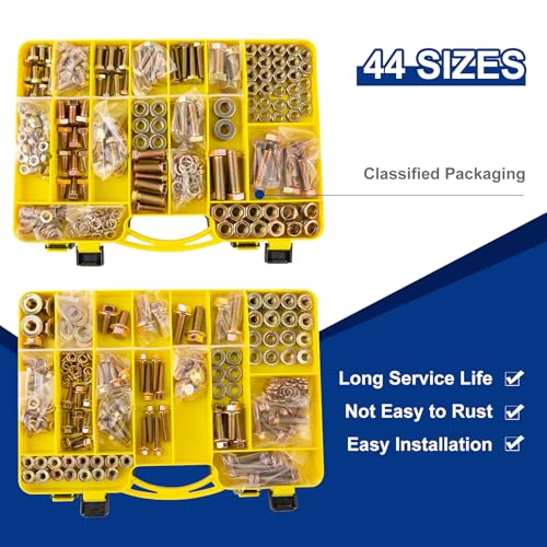 791pcs Nuts and Bolts Assortment Kit - Heavy Duty Grade 8.8 Metric M6 M8 M10 Bolt Set with Assorted Nuts and Washers, Yellow Zinc Plated, Length from 12-40mm - size: M6 M8 M10-791 PCS