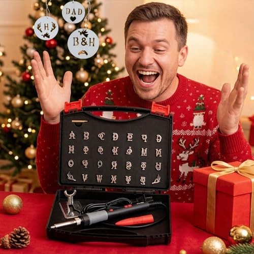 Electric Branding Iron with Temperature Display – 28Pcs 5/8" Interchangeable Letters & 2 Antlers Set for Wood, Leather, Food – Adjustable Heat Control for DIY Crafts, BBQ, Baking & Leatherworking
