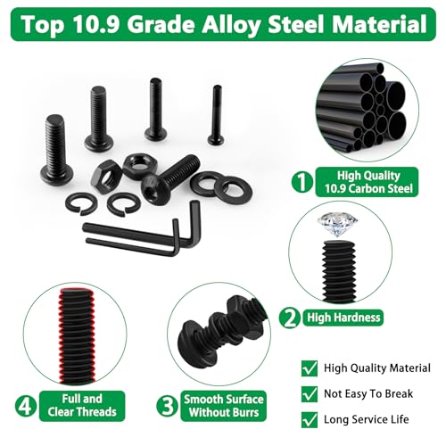 860Pcs M2-M5 Metric Screws, 10.9 Alloy Steel Hex Bolts & Nuts Kit - size: M2 M3 M4 M5 860pcs 2