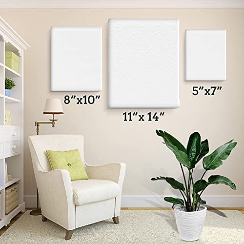 6 Pack Canvases for Painting with Multi Pack 11x14, 5x7, 8x10, Painting Canvas for Oil & Acrylic Paint - size: 6 Packs - 3 Sizes (1 of Each)