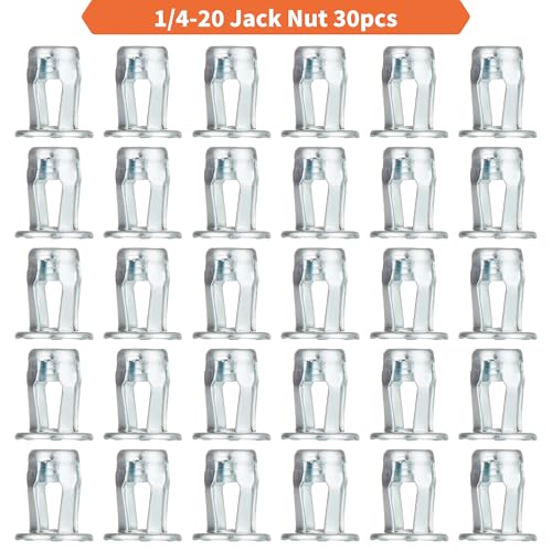 Jack nut Installation Tool Set Hand Thread Insert Jacknuts with Tool Kit - size: 1/4-20 Nuts 30PCS