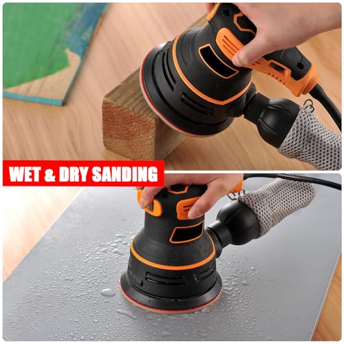 MAXMAN Foam Sanding Pads, 5" Bowling Sanding Pads, 1200-1500 Grit for Auto | 18pcs Sanding Sponge Set, Reusable Wet Dry Sandpaper Block, for Random Orbital Sander, Wood, Metal, Drywall & Curved Surfaces - size: 5 inch, style: 1200-1500 Grit