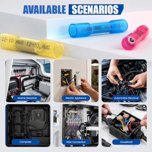 Heat Shrink Butt Connectors Kit 600 PCS, Waterproof Wire Connectors - size: 22-16/16-14/12-10 AWG(600PCS)