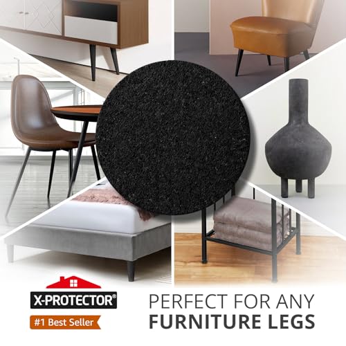X-Protector Felt Furniture Pads - 24 Pcs 2" - Round Felt Pads - size: 2" 24 Black, Round