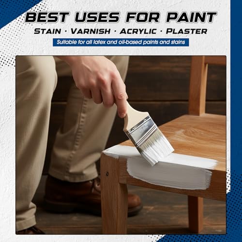 12 Pack Angle Sash Paint Brushes Treated Easy to Grip Wood Handle Synthetic Bristles Smooth Finishes Paint Brushes for Stain Wall Trim Painting Furniture (2.5 Inch) - size: 2.5 Inch