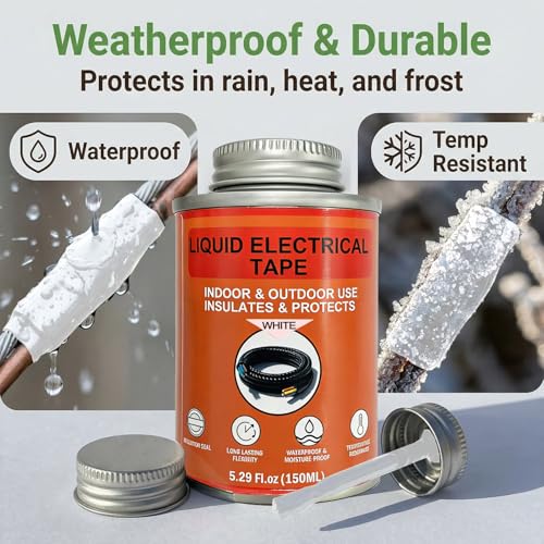 150ml Liquid Electrical Tape Insulating Repair Glue, Quick-Drying Waterproof High Temp Resistant Insulation Coating with Brush Cap for Wires Cables Outdoor Electrical Equipment Fixing (White) - color: White