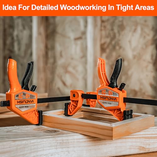 VANQUISH 4'' Mini Bar Clamps for Woodworking 2 Pack, 40LBS Load Limit | Wood Clamp, Quick Release Grip Clamps for Table Wood Working, Light-duty 3624 - size: 4inch 2 Pack