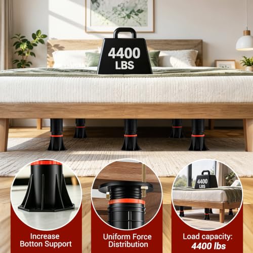 LOSCHEN 2 PCS Adjustable Bed Support Legs with Metal Fixing Accessories, 8.4-13.5 Inch，Heavy Duty Bed Frame Support Feet,Bed Support Reinforcement Parts, Replacement Legs - size: 8.4-13.5 inch (2pcs)