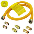 48" Flexible Gas Line Kit for Dryer, Stove, Range, Stainless Steel Gas Dryer Connector Kit, 5/8 in.OD(1/2 in. ID）Dryer Gas Line with Connector 1/2" FIP & 1/2" MIP & 3/4" MIP Fitting - size: 48 In