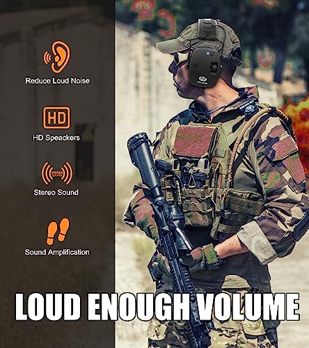 Upgrade Bluetooth 5.4 Shooting Ear Protection with Sound Amplify Electronic Digital Safety Ear Muffs Slim Hearing Protector for Shooting Hunting Gun Range (Black) - style: Bluetooth Earmuffs(black)