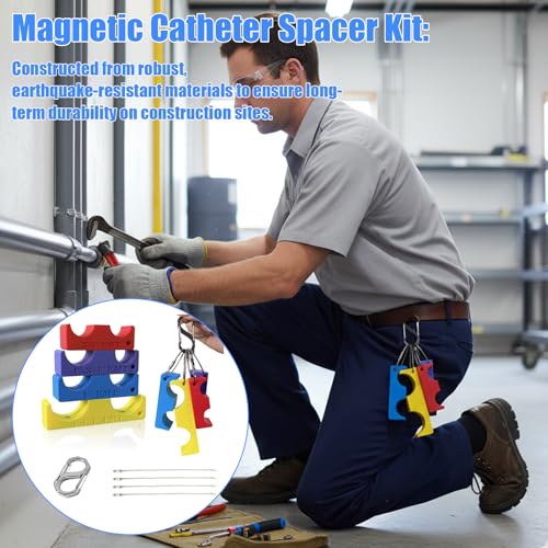 Electrician’s Magnetic Conduit Spacer 4 Set Professional EMT Pipe Spacing Tool Kit (3/4", 1", 1"to3/4", 1 1/4") Strong magnetic electrical spacers,indispensable tool in an electrician's toolbox