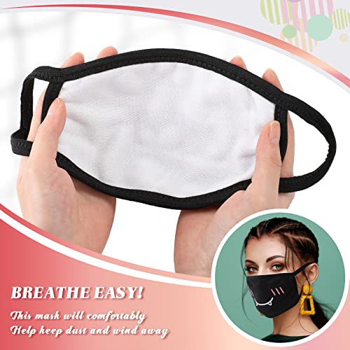 Zhanmai 10 Pieces Kawaii Mask Anime Face Mouth Mask Cute Mouth Covering Reusable Washable Mouth Mask, Black and White