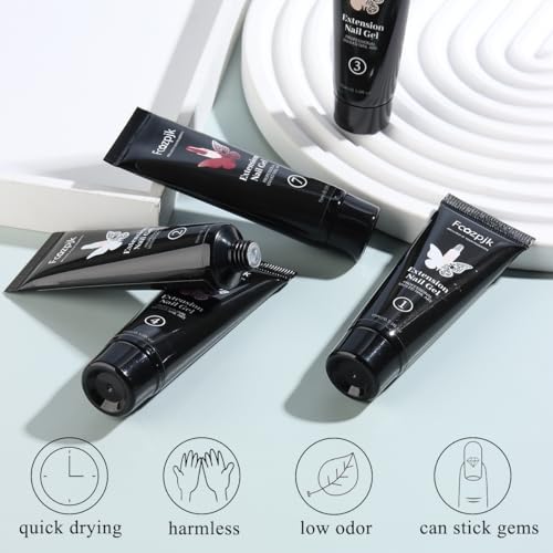 Fcozpjk 12 Colors Poly Nail Gel Kit Clear White Nude Pink Glittery Poly Gel - color: 12colors-gel