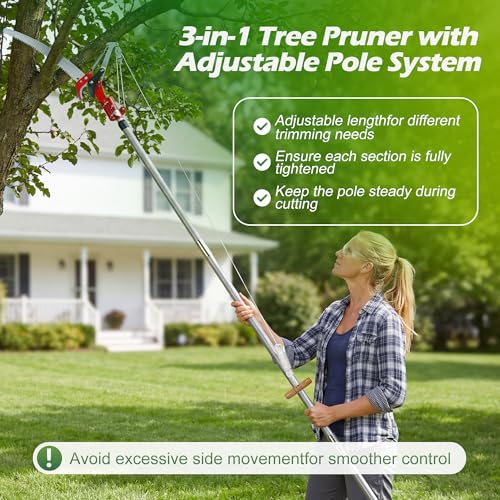 Walensee Pole Saws for Tree Trimming, Extendable Tree Pruner,Manual Branch Timmer with Blade and Scissors High Branches Pruning Fiberglass Pole Pruner and Cutter Garden Tool with Storage Bag 7.2-27FT - size: 27 FT