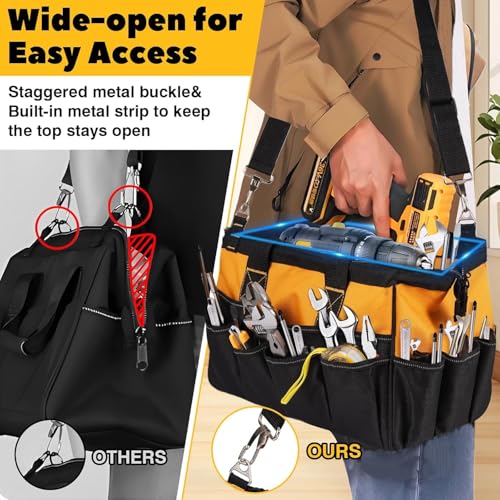 Fathers Day Gift for Husband Dad Men, 16 Inch Heavy Duty Tool Bag, Fathers Day Gift from Daughter Wife Son, Anniversary Birthday Gifts for Men Him, Portable Tool Organization for Mechanic Electrician