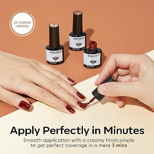 modelones Gel Nail Polish Set, 6 Colors Pearl Nude Brown Shimmer Glitter Gel Polish Kit, All Seasons Soak OFF LED Manicure Salon DIY Gift - color: Z-Cinnamon Brown