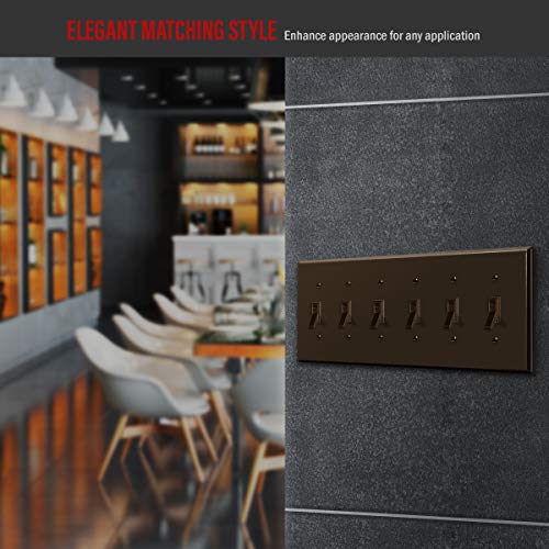ENERLITES Six Gang Light Switch Wall Plate, Toggle Switch Plate, Gloss Finish, 6-Gang Mid-Size 4.88" x 12.22", Unbreakable Polycarbonate Thermoplastic, 8816M-BR, Brown - color: Brown, size: Mid-Size