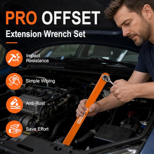Pro Offset Extension Wrench 19PCS, Impact Wrench Extender Tools Socket Set - color: Orange