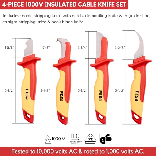 FESA 4-Piece Insulated Dismantling Cable Knife Set