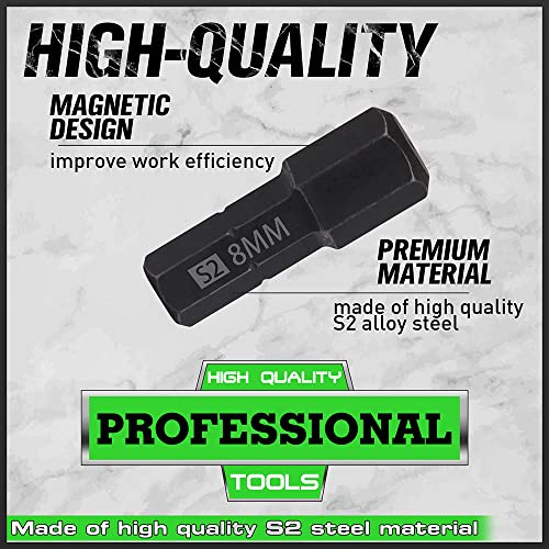 SWANLAKE 26-Piece Hex Head Allen Wrench Drill Bit Set, 1/4Hex Shank Quick Change Bit Holder, Metric and SAE S2 Steel Hex Bits Set - style: Classic Version