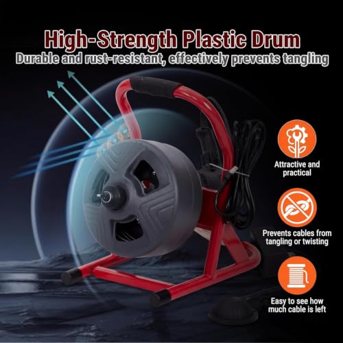 HoldwellS Drain Cleaner Machine 50Ft x 5/16", Electric Drain Auger Snake - color: 50FT 5/16inch (Manual Feed)